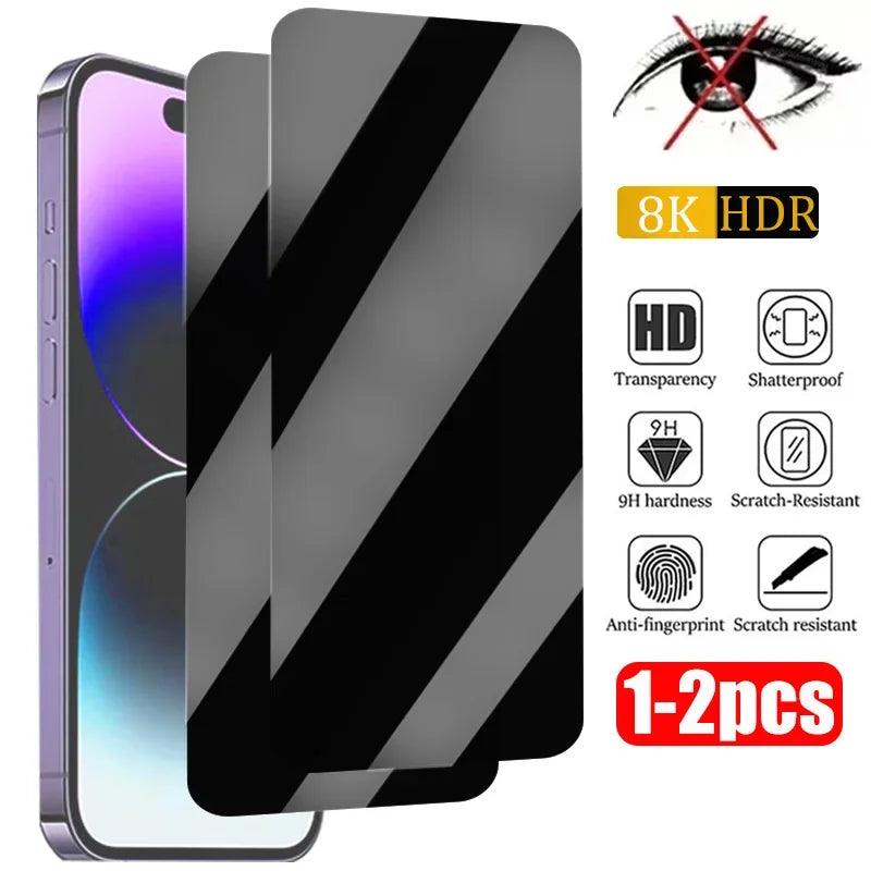 1-2PCS Privacy Screen Protector for iPhone 15 14 13 12 11 16 Pro Max Mini 7 8 Plus Anti-Spy Glass On iPhone SE 2020 2022 X XS XR - MANDOTOS
