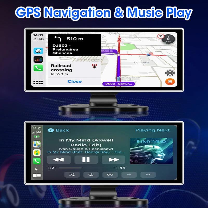 11.26 inch Car DVR 4K Dash Cam Dual Lens Wireless Carplay & Android Auto Video Recorder Monitor GPS Navigation 5G Wifi FM AUX - MANDOTOS