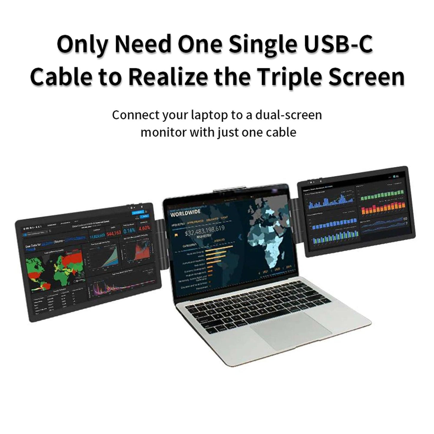 12 Inch Laptop Dual Monitor 1920*1080 HD IPS LCD Dual Monitor Screen Extender Laptops For Macbook Huawei - MANDOTOS