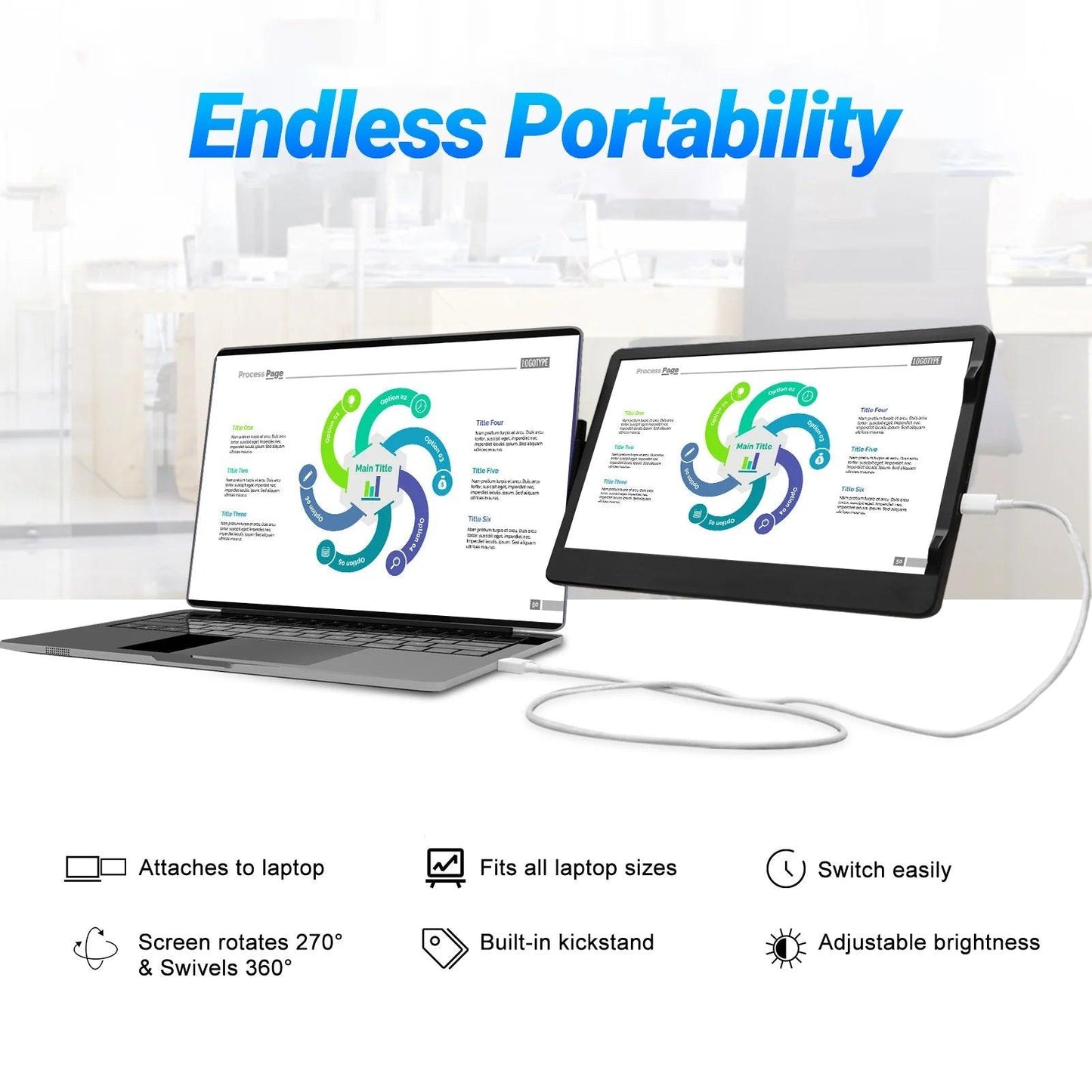 12 Inch Laptop Dual Monitor 1920*1080 HD IPS LCD Dual Monitor Screen Extender Laptops For Macbook Huawei - MANDOTOS