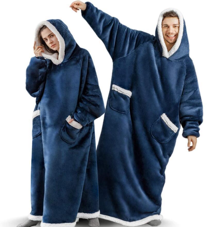 Winter TV Hoodie Blanket Winter Warm Home Clothes Women Men Oversized Pullover With Pockets - MANDOTOS