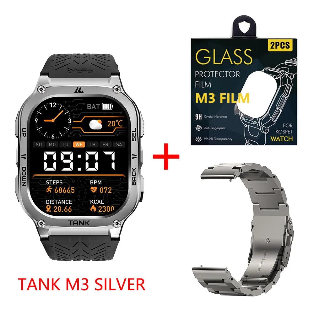 2024 KOSPET TANK M3 Smartwatches For Men Women Rugged Smart Watch 480mAh AOD Bluetooth Fitness Electronic Digital AMOLED Watches - MANDOTOS