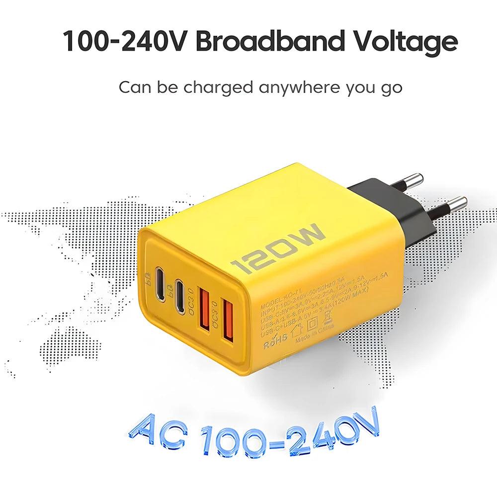 4 Ports USB C PD Charger Quick Charge 3.0 Type C USB Phone Chargers Fast Charging Adapter For iPhone 15 14 Samsung Xiaomi Huawei - MANDOTOS