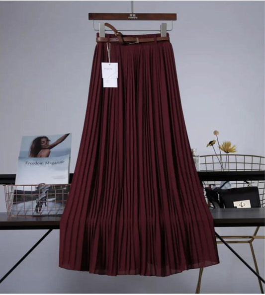 Elegant Pleated Chiffon Skirt - MANDOTOS