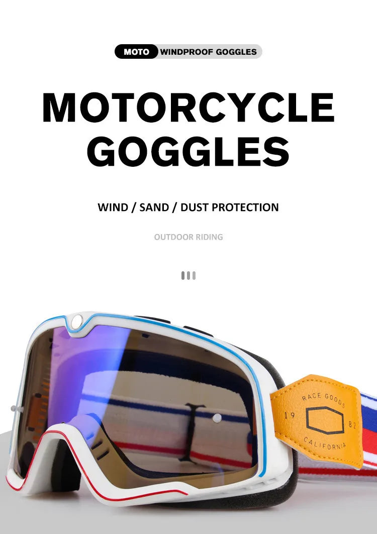 Retro Bicycles Goggles Ski Glasses Sunglasses ATV Goggles Non-slip Belt AntiUV Cafe Racer Chopper Cycling Racing Free shipping