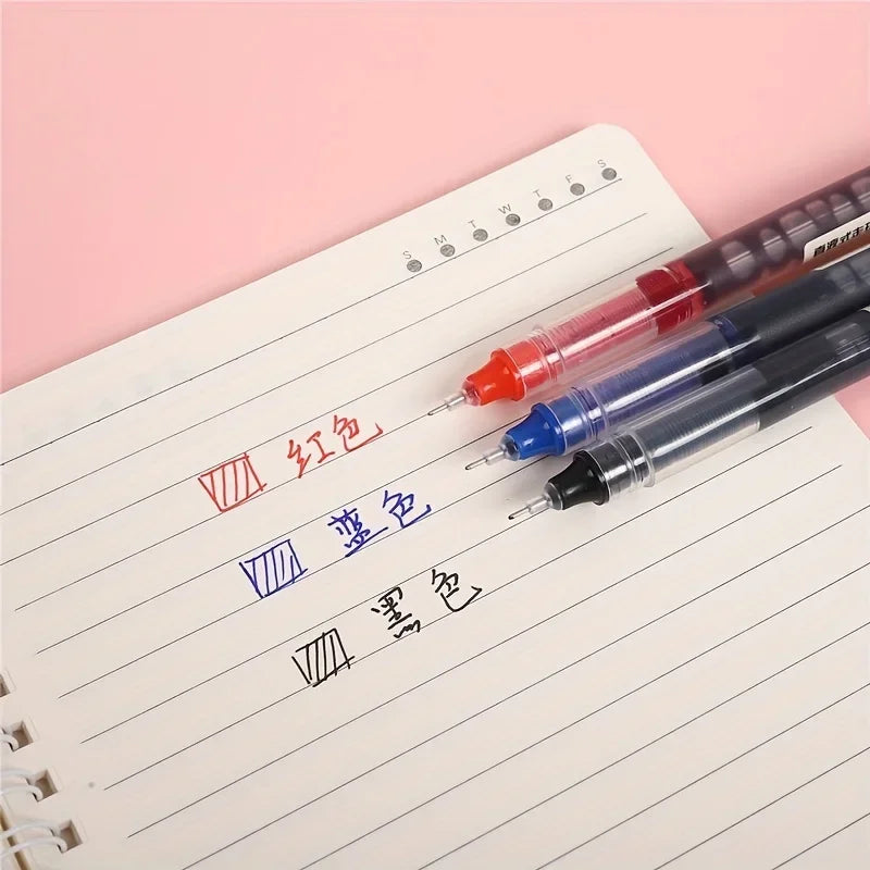 10Pcs/set High Quality Needle Type Gel Pens Straight Liquid Ballpoint Pen Kawaii Stationery School Office Supplies Writing - MANDOTOS