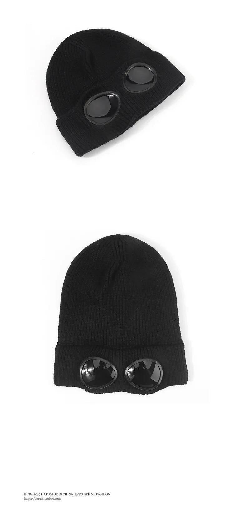 Brimless Hat With Goggles For Men And Women In Winter Hat Neutral Solid Color Skull Knitted Hat In Winter - MANDOTOS