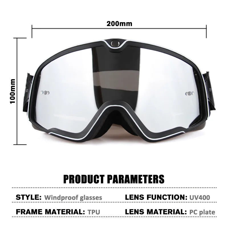 Retro Bicycles Goggles Ski Glasses Sunglasses ATV Goggles Non-slip Belt AntiUV Cafe Racer Chopper Cycling Racing Free shipping