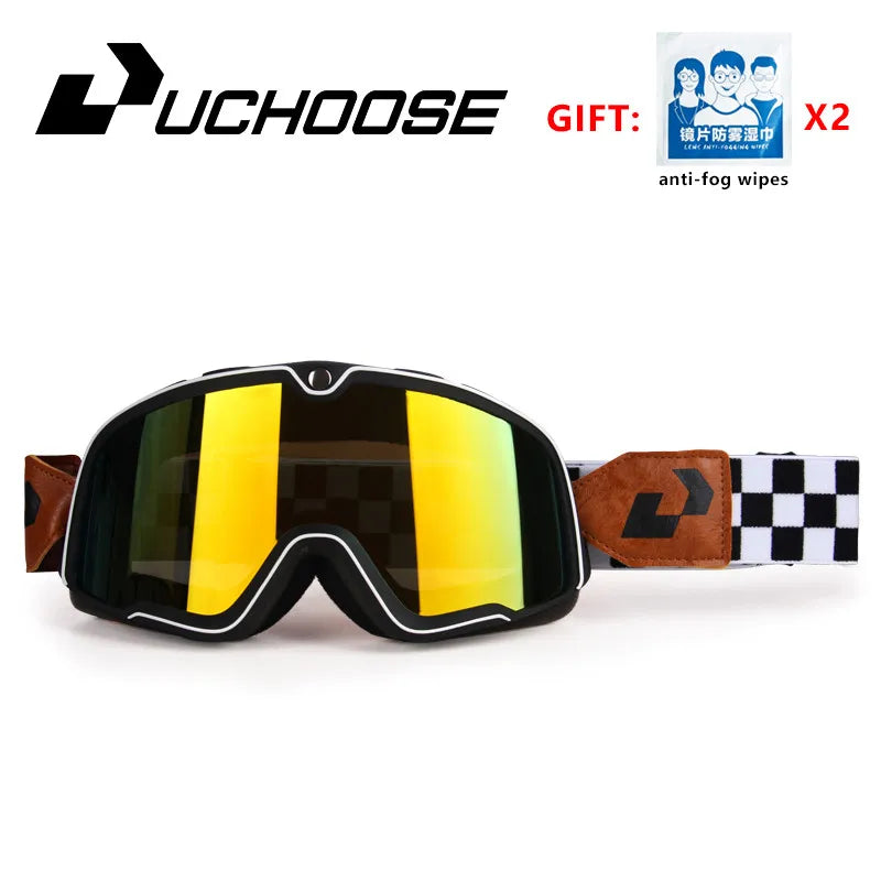 Retro Bicycles Goggles Ski Glasses Sunglasses ATV Goggles Non-slip Belt AntiUV Cafe Racer Chopper Cycling Racing Free shipping