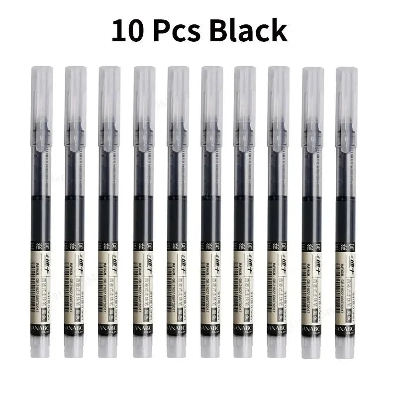 10Pcs/set High Quality Needle Type Gel Pens Straight Liquid Ballpoint Pen Kawaii Stationery School Office Supplies Writing - MANDOTOS