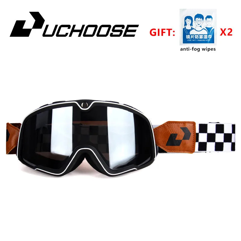 Retro Bicycles Goggles Ski Glasses Sunglasses ATV Goggles Non-slip Belt AntiUV Cafe Racer Chopper Cycling Racing Free shipping