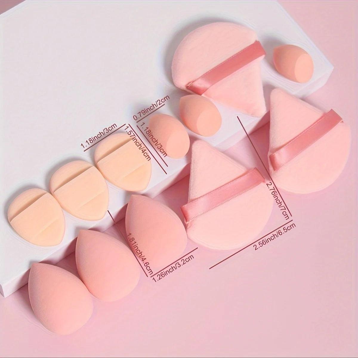 12 Piece All Purpose Makeup Sponge Set with Loose Powder Puffs Mini Air Cushion Puffs Beauty Eggs and Mini Beauty Sponges