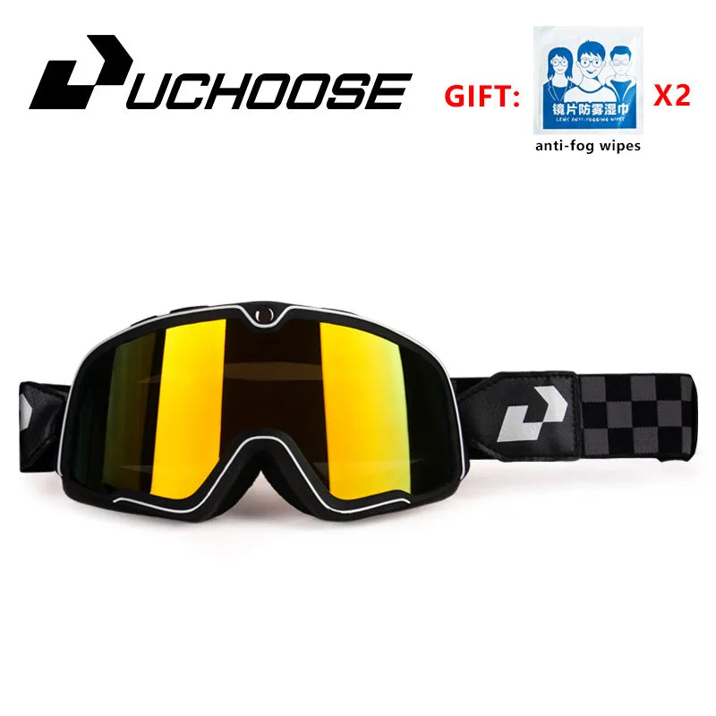 Retro Bicycles Goggles Ski Glasses Sunglasses ATV Goggles Non-slip Belt AntiUV Cafe Racer Chopper Cycling Racing Free shipping