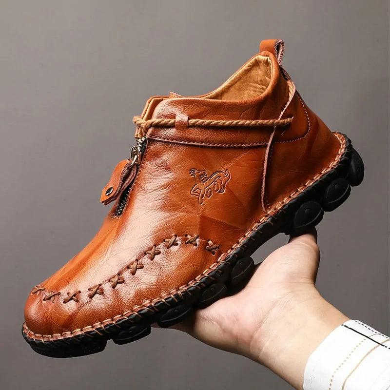 Cowhide Leather Men's Boots - MANDOTOS
