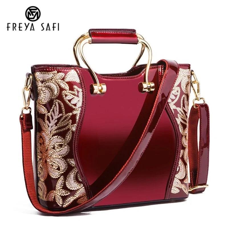 Elegant Floral Leather Tote - MANDOTOS