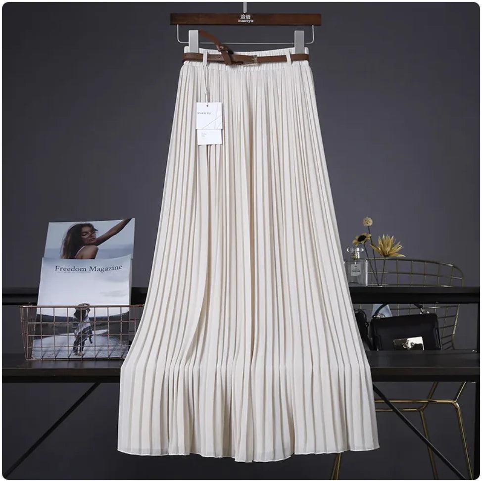 Elegant Pleated Chiffon Skirt - MANDOTOS