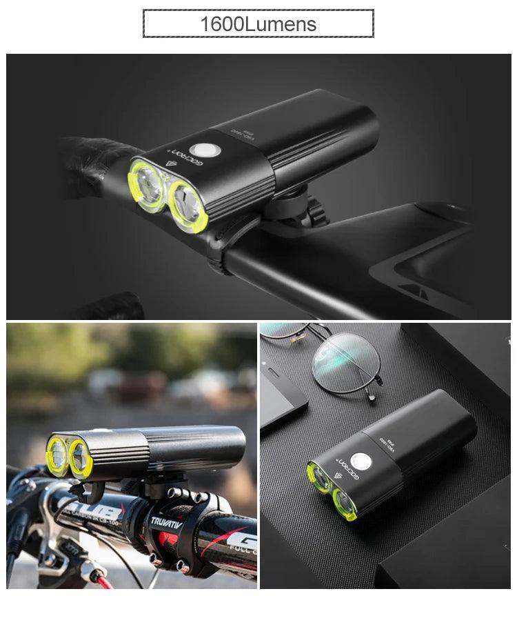 GACIRON 400 - 1800 Lumens Bicycle Front Light USB Rechargeable Cycling Headlight Flashlight MTB Road Bike Waterproof LED Head Lamp - MANDOTOS