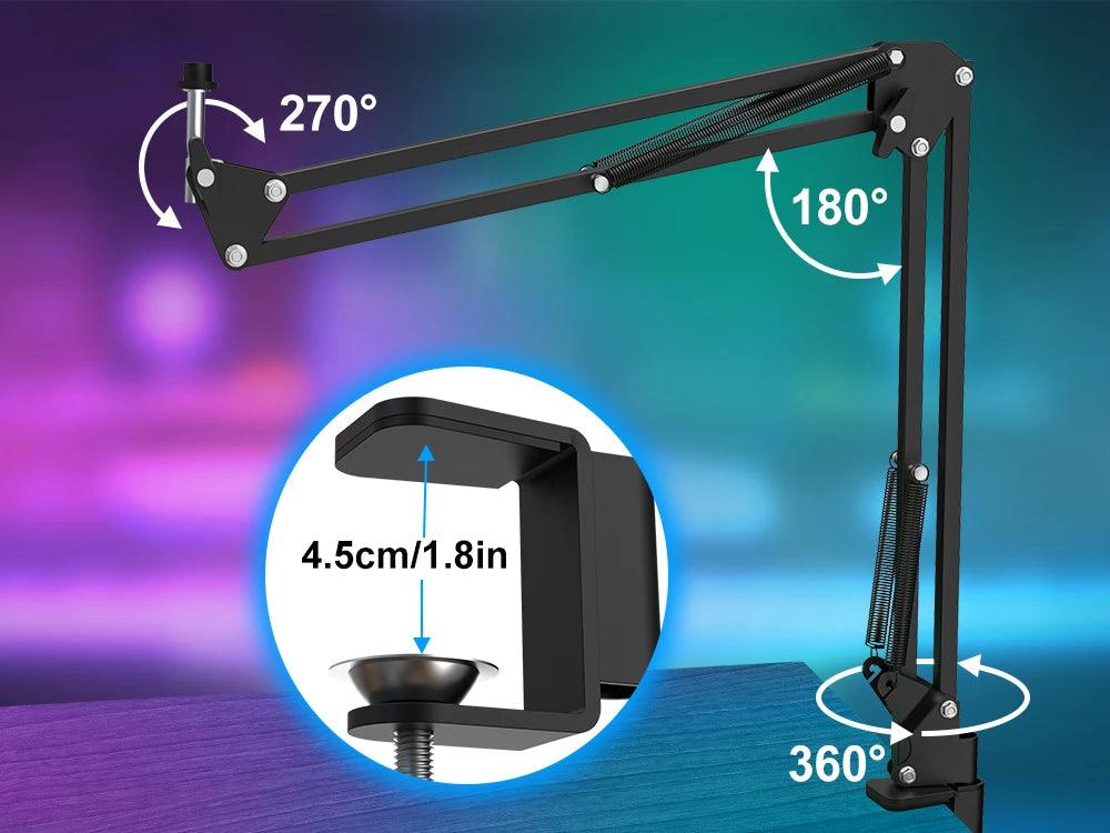 Haomuren Professional USB Streaming Podcast PC Microphone Studio Cardioid Condenser Mic Kit with Boom Arm For Recording YouTube - MANDOTOS