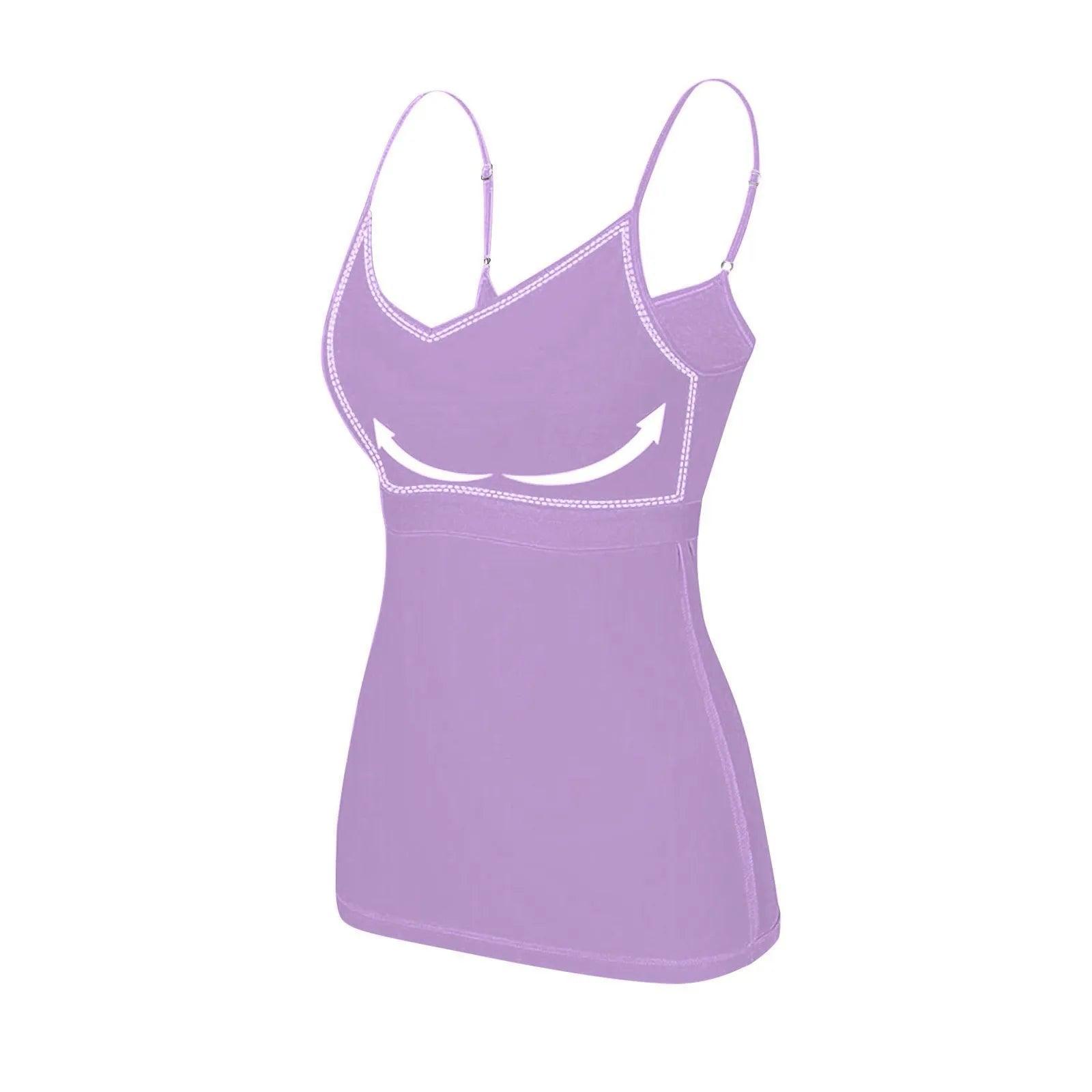 Padded Bra Tank Top Women Modal Spaghetti Solid Cami Top Vest Female Adjustable Camisole With Built In Bra Fitness Clothing - MANDOTOS