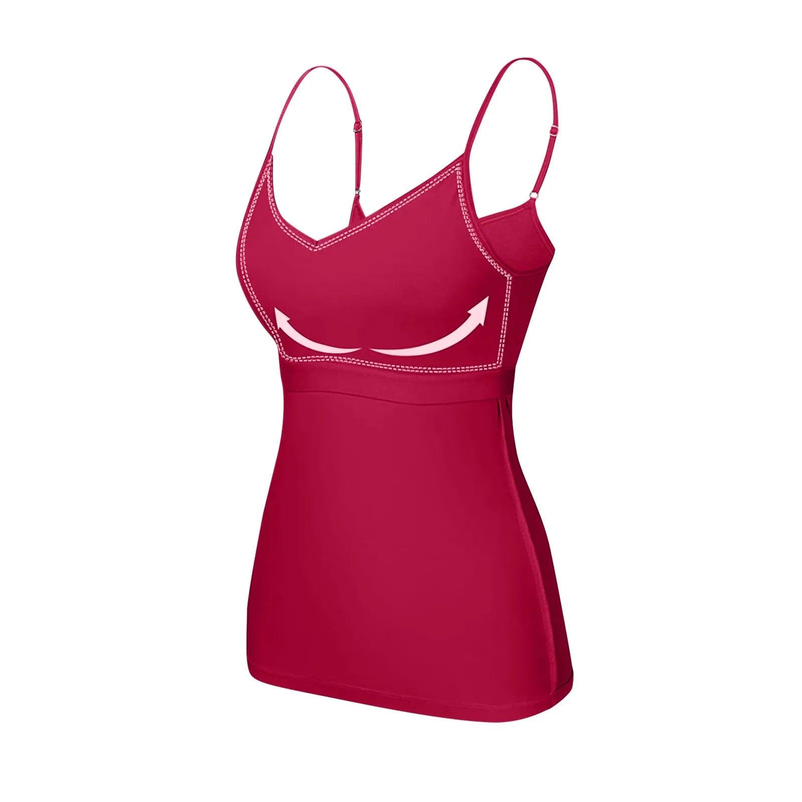 Padded Bra Tank Top Women Modal Spaghetti Solid Cami Top Vest Female Adjustable Camisole With Built In Bra Fitness Clothing - MANDOTOS