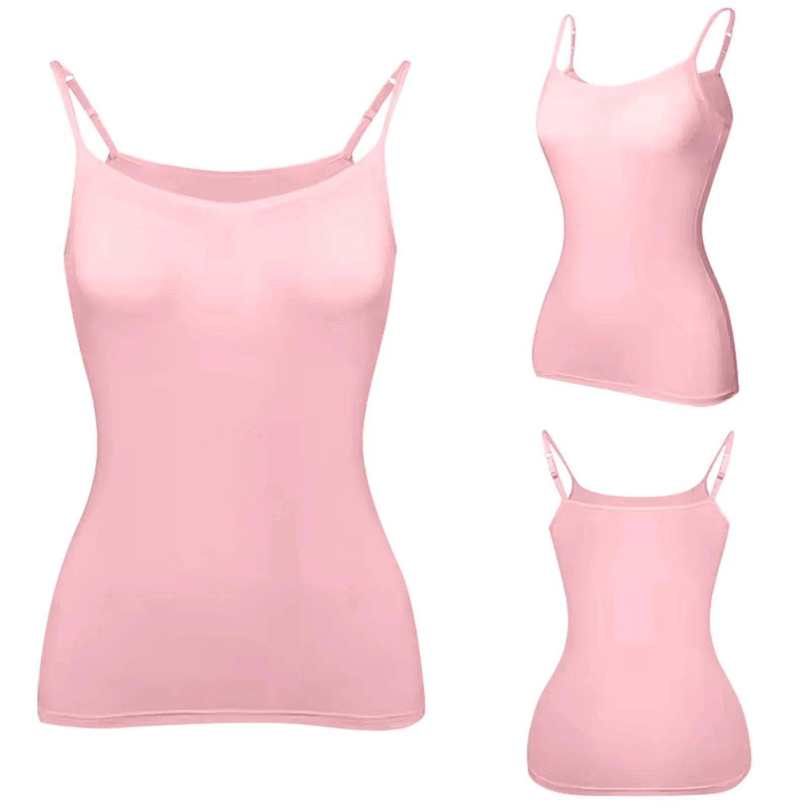 Padded Bra Tank Top Women Modal Spaghetti Solid Cami Top Vest Female Adjustable Camisole With Built In Bra Fitness Clothing - MANDOTOS