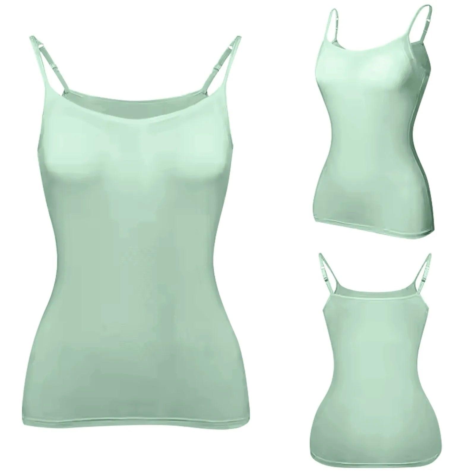 Padded Bra Tank Top Women Modal Spaghetti Solid Cami Top Vest Female Adjustable Camisole With Built In Bra Fitness Clothing - MANDOTOS