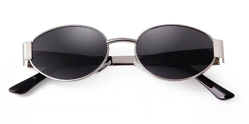 Retro Metal Frame Pilot Oval Sunglasses Women Men Brand Designer Vintage Round Sun Glasses Luxury 90s Green Lens Shades Male UV - MANDOTOS