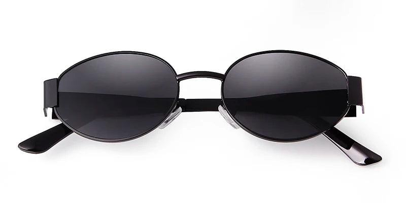 Retro Metal Frame Pilot Oval Sunglasses Women Men Brand Designer Vintage Round Sun Glasses Luxury 90s Green Lens Shades Male UV - MANDOTOS