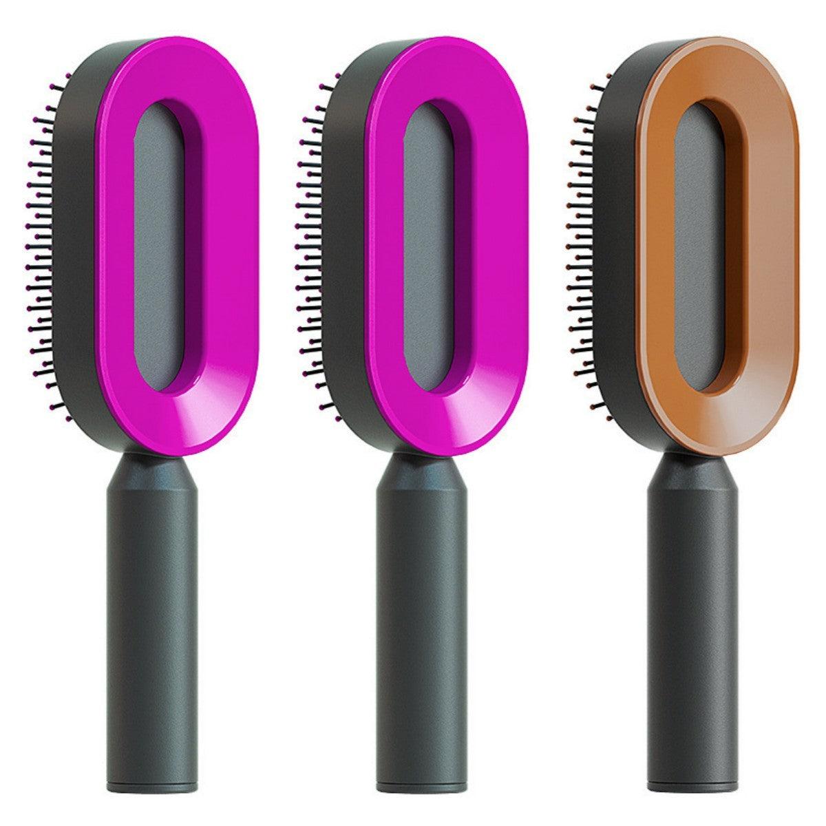 Self Cleaning Hair Brush For Women One - key Cleaning Hair Loss Airbag Massage Scalp Comb Anti - Static Hairbrush - MANDOTOS