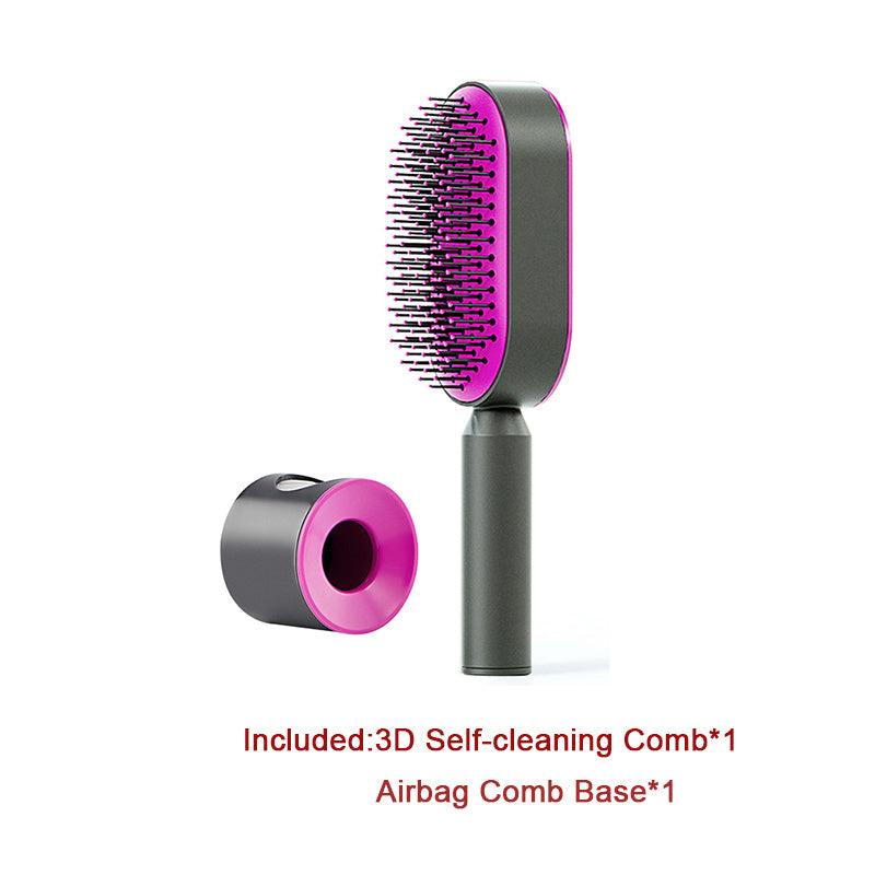 Self Cleaning Hair Brush For Women One - key Cleaning Hair Loss Airbag Massage Scalp Comb Anti - Static Hairbrush - MANDOTOS
