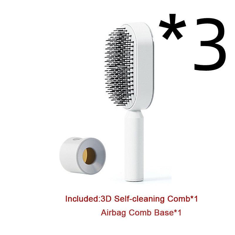 Self Cleaning Hair Brush For Women One - key Cleaning Hair Loss Airbag Massage Scalp Comb Anti - Static Hairbrush - MANDOTOS