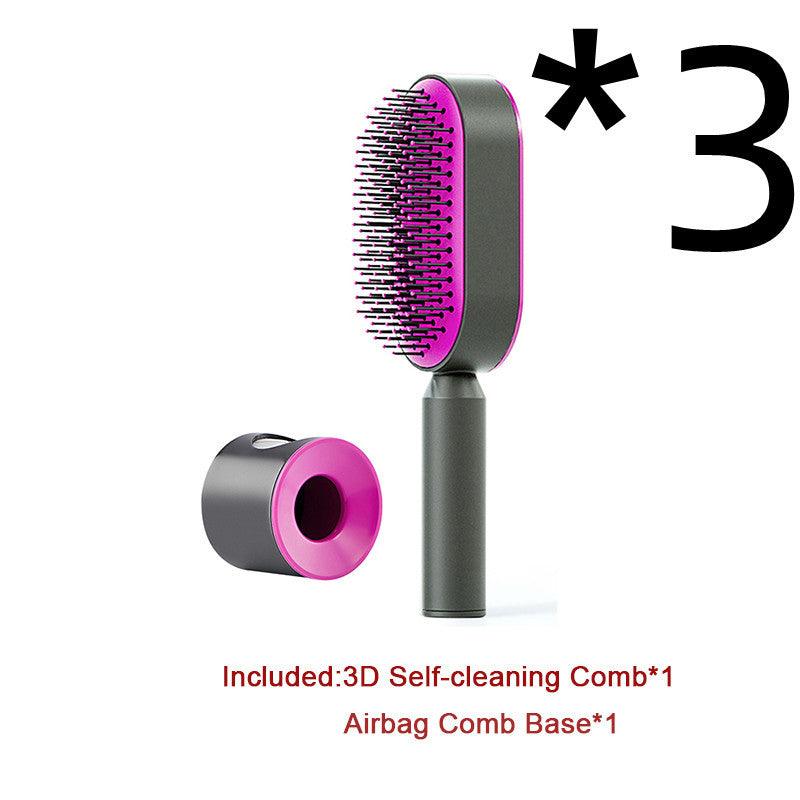 Self Cleaning Hair Brush For Women One - key Cleaning Hair Loss Airbag Massage Scalp Comb Anti - Static Hairbrush - MANDOTOS