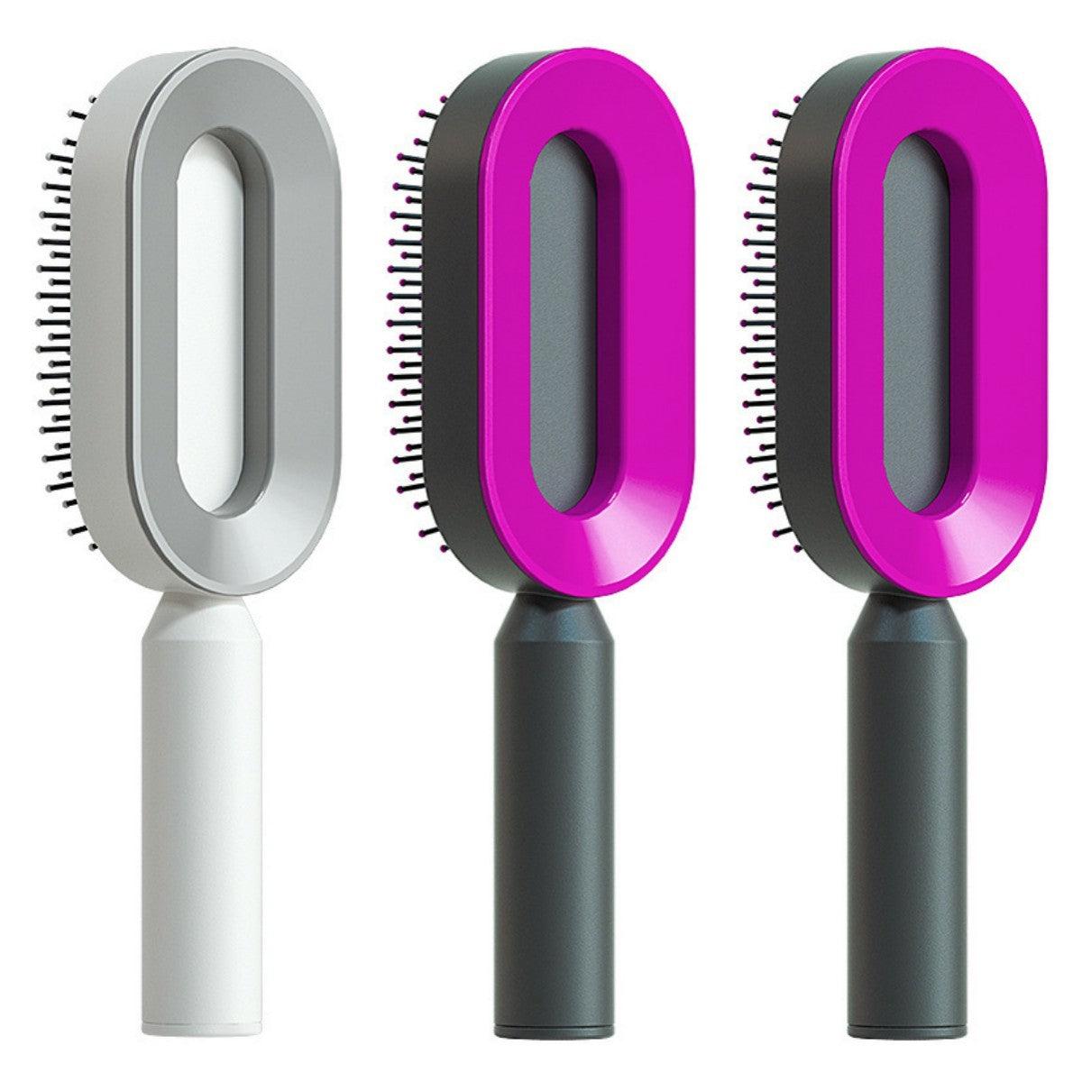 Self Cleaning Hair Brush For Women One - key Cleaning Hair Loss Airbag Massage Scalp Comb Anti - Static Hairbrush - MANDOTOS