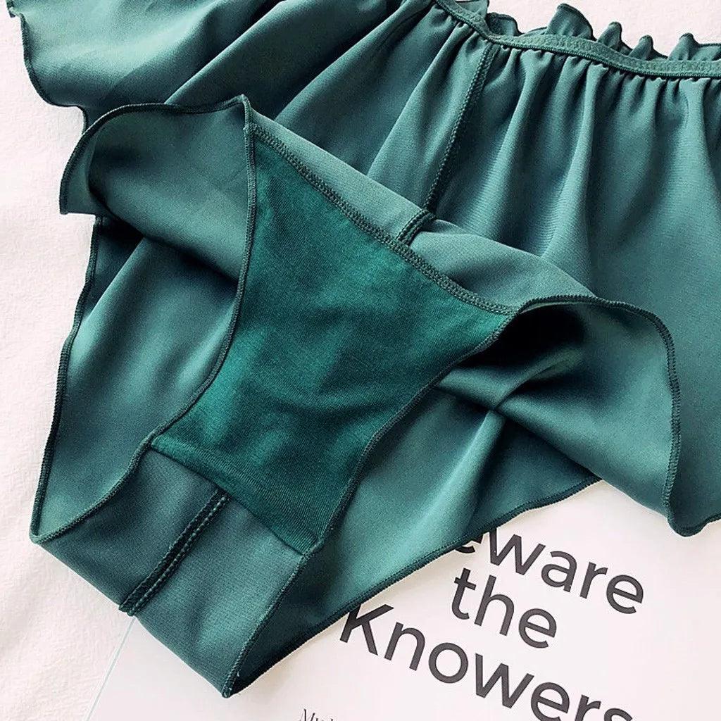 Silk Satin Sexy Panties Simple Flowers Floral Printed Lace Pajamas Underwear Fashionable Oversized Women Shorts Under Wears - MANDOTOS