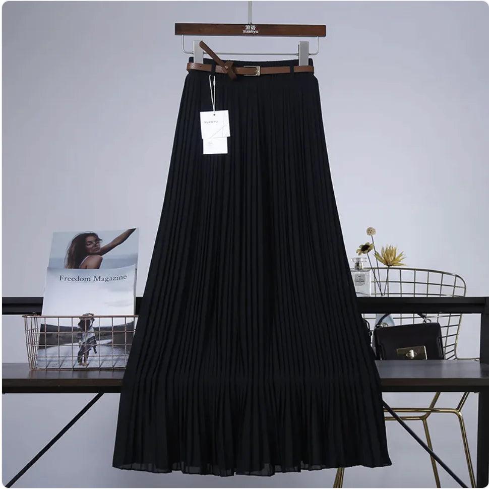 Elegant Pleated Chiffon Skirt - MANDOTOS