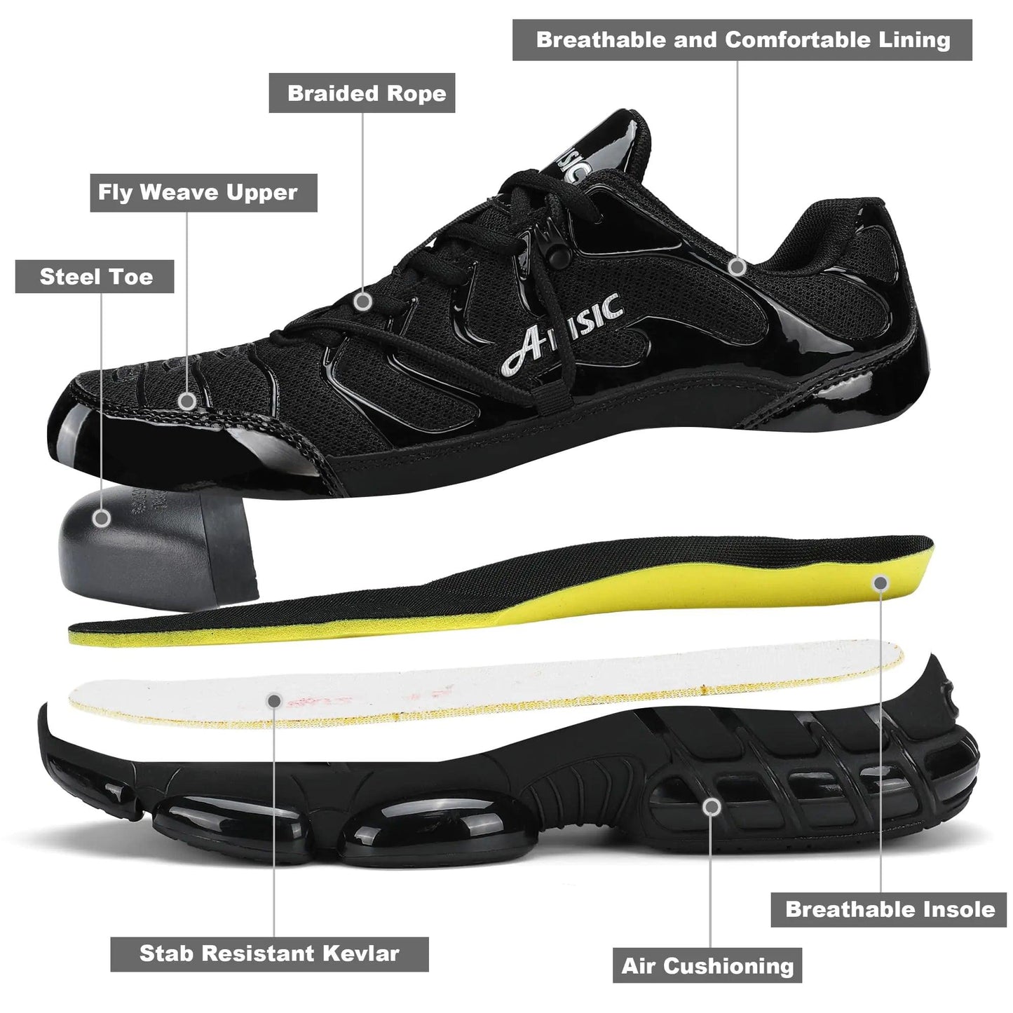 Unisex Steel Toe Work Sneakers - Lightweight, Non - Slip Safety - MANDOTOS