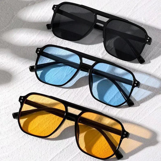 Vintage Men Women Big Sunglasses Men Square Shades Brand Designer Unisex Sun Glasses Black Lense Male Female Sunglasses UV400 - MANDOTOS
