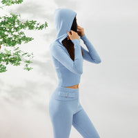 Hoodie Suit Women Leisure Sexy Zip Long Sleeve Sweater And High Waist Long Pants Set - MANDOTOS