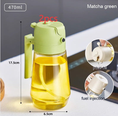 470ML Olive Oil Sprayer Dispenser For Cooking BBQ 2 In 1 Glass Oil Vinegar Soy Sauce Spray Kitchen Oil Bottle For Air Fryer - MANDOTOS