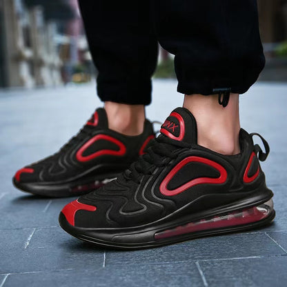 Casual Air Cushion Black Shoes Men Outdoor Breathable Lace-up Sneakers Running Sports Shoes - MANDOTOS