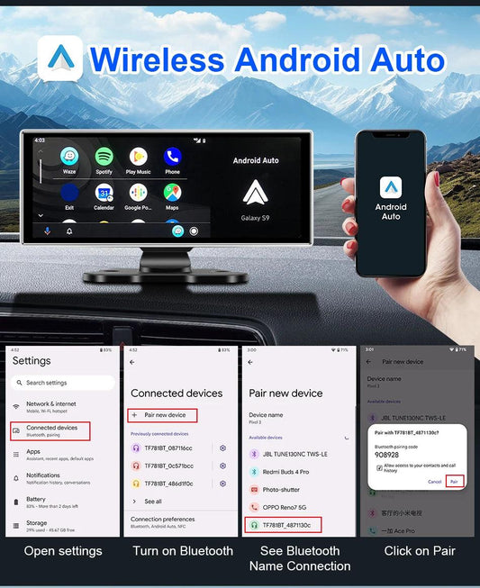 10/11.26 inch Dash Cam 4K Car DVR Wireless Carplay & Android Auto GPS Navigation Video Recorder Dashboard Dual Lens Wifi FM AUX - MANDOTOS