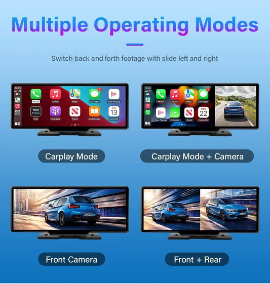 10.26'' Dash Cam 4K Car Mirror Video Player Wireless Carplay Android Auto GPS Car Monitor Multimedia Rearview Camera Dashboard - MANDOTOS