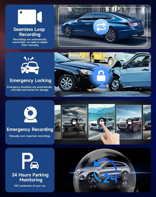 10.26'' Dash Cam 4K Car Mirror Video Player Wireless Carplay Android Auto GPS Car Monitor Multimedia Rearview Camera Dashboard - MANDOTOS