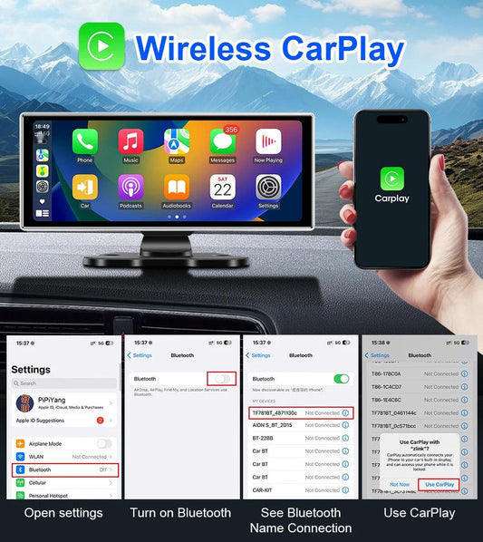 11.26 inch Car DVR 4K Dash Cam Dual Lens Wireless Carplay & Android Auto Video Recorder Monitor GPS Navigation 5G Wifi FM AUX - MANDOTOS