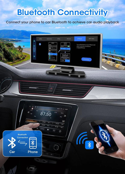 11.26 inch Car DVR 4K Dash Cam Dual Lens Wireless Carplay & Android Auto Video Recorder Monitor GPS Navigation 5G Wifi FM AUX - MANDOTOS