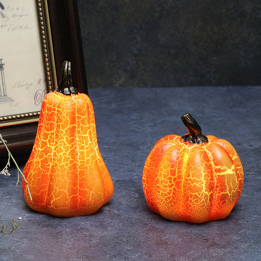 New Halloween Pumpkin Lantern Simulation Pumpkin LED Candle Lamp Resin Luminous Pumpkin - MANDOTOS
