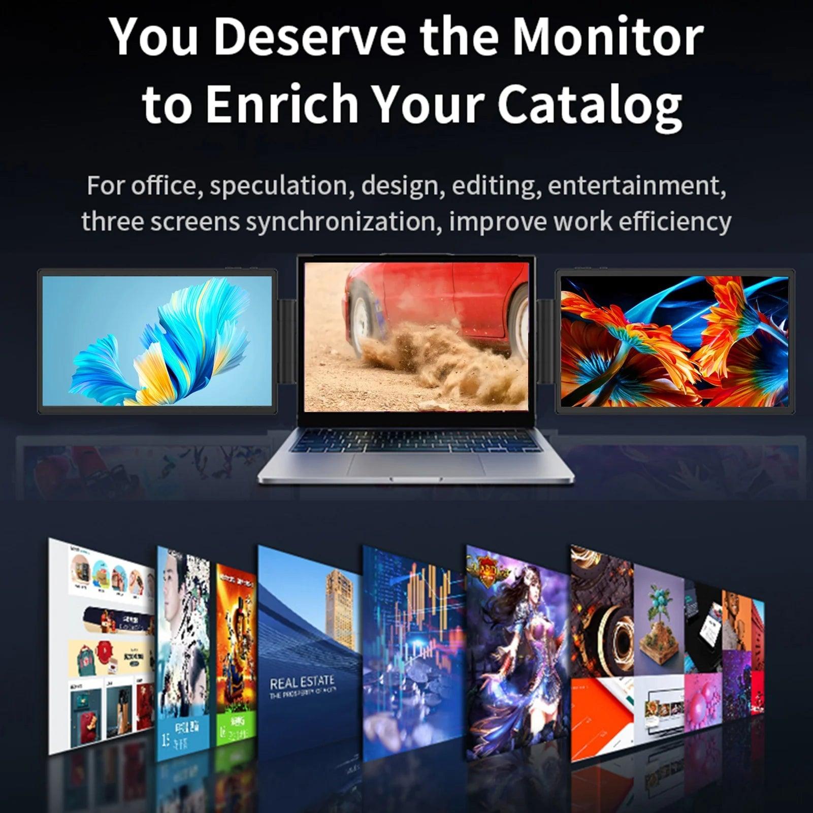 12 Inch Laptop Dual Monitor 1920*1080 HD IPS LCD Dual Monitor Screen Extender Laptops For Macbook Huawei - MANDOTOS