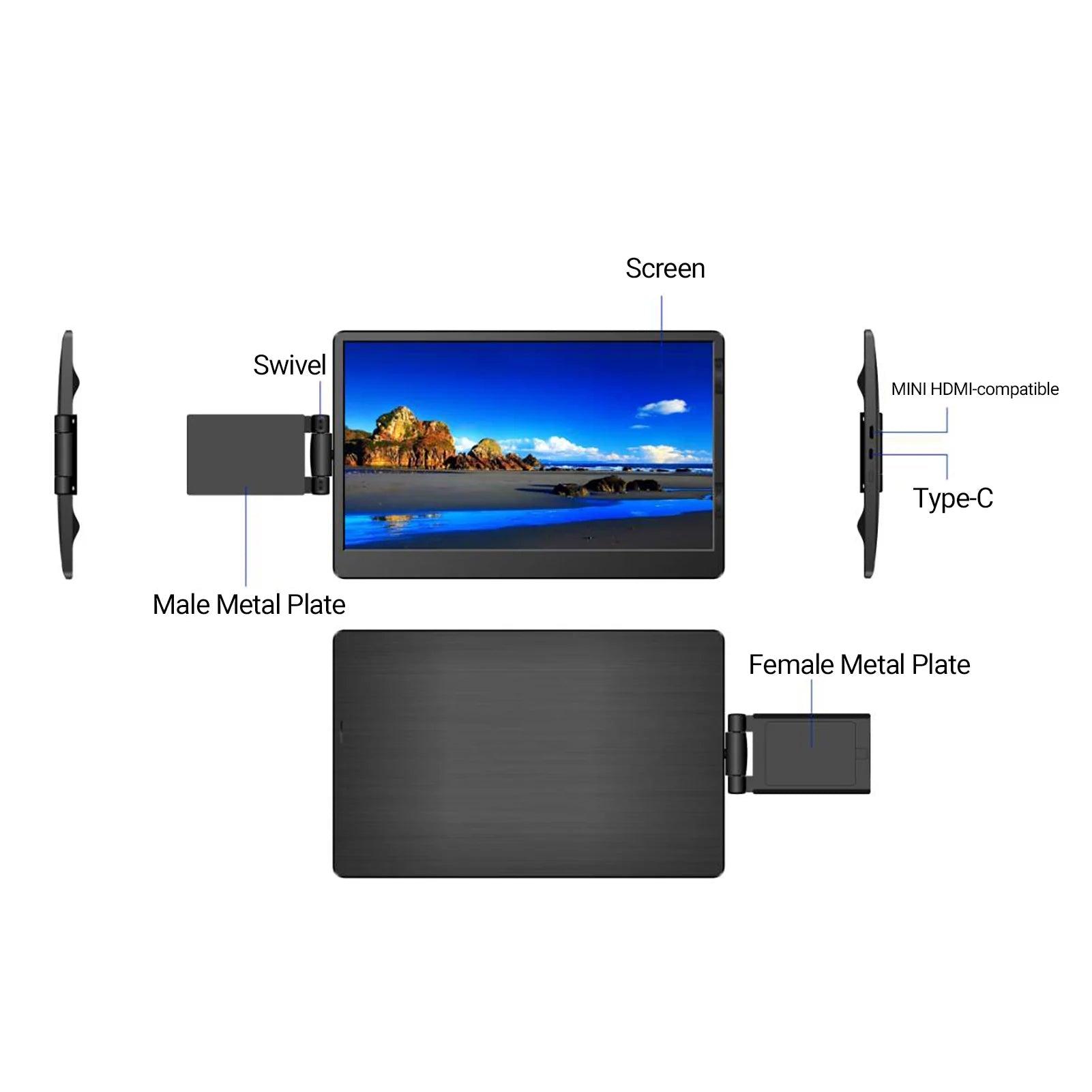 12 Inch Laptop Dual Monitor 1920*1080 HD IPS LCD Dual Monitor Screen Extender Laptops For Macbook Huawei - MANDOTOS