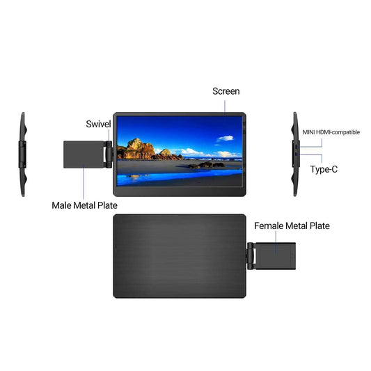 12 Inch Laptop Dual Monitor 1920*1080 HD IPS LCD Dual Monitor Screen Extender Laptops For Macbook Huawei - MANDOTOS