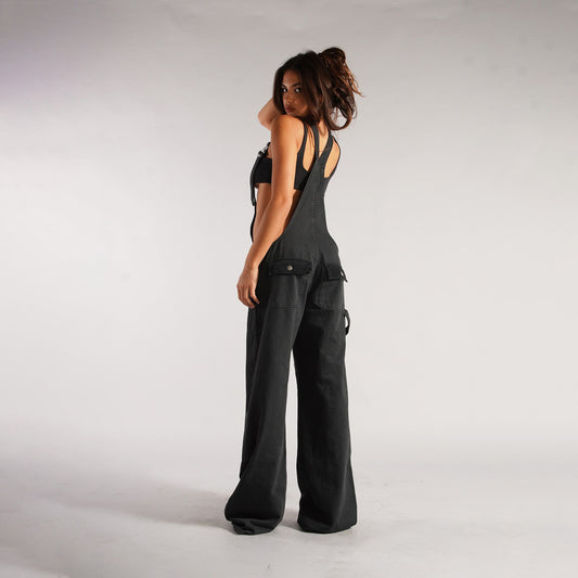 Y2K Zipper Denim Overalls With Pockets Fashion Loose Suspender Jumpsuit Streetwear Jeans Pants Womens Clothing - MANDOTOS
